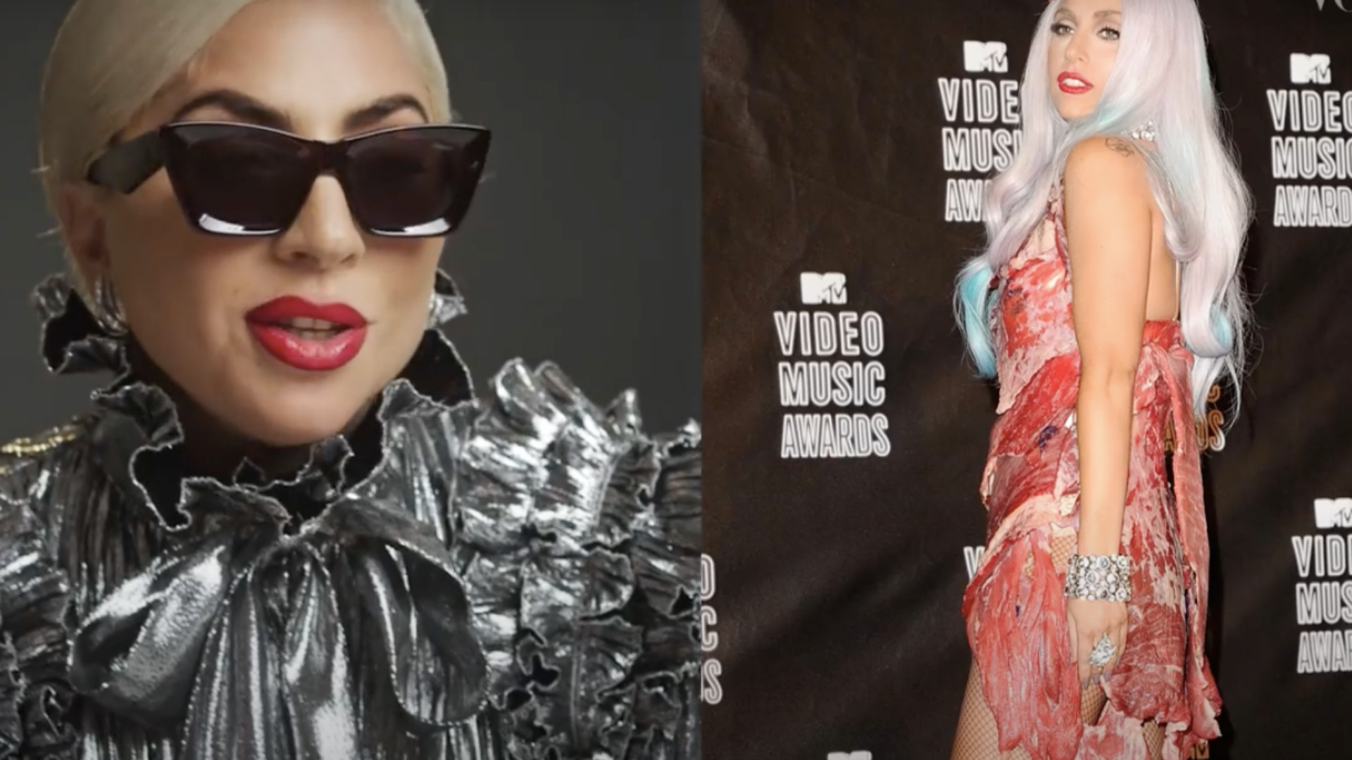 Lady Gaga lève le voile sur sa robe de viande, finalisée par un vegan et inspirée par des saucisses