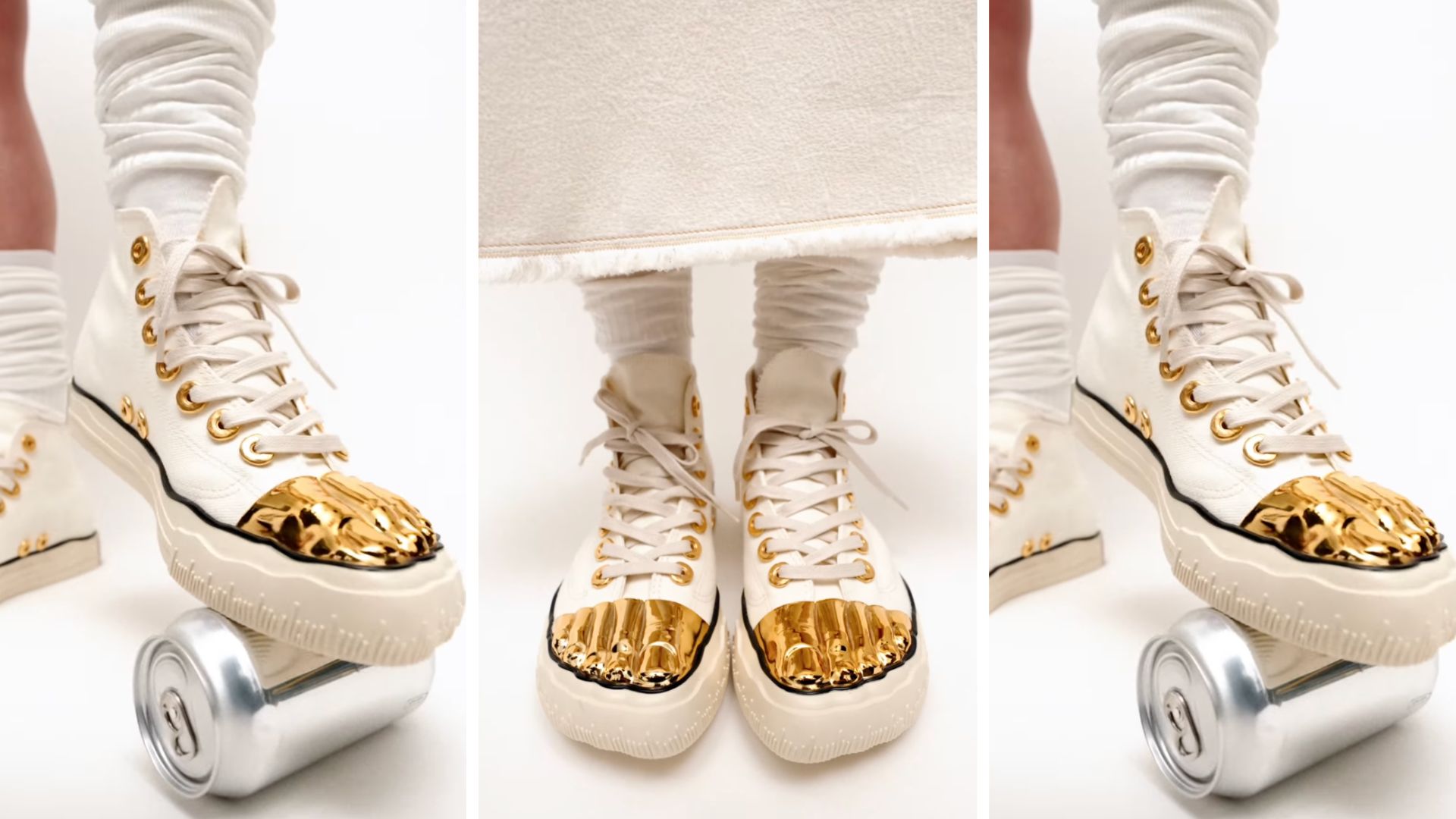 Schiaparelli sort ses premières sneakers, et vous ne devinerez jamais le prix de cette basket à orteils dorés